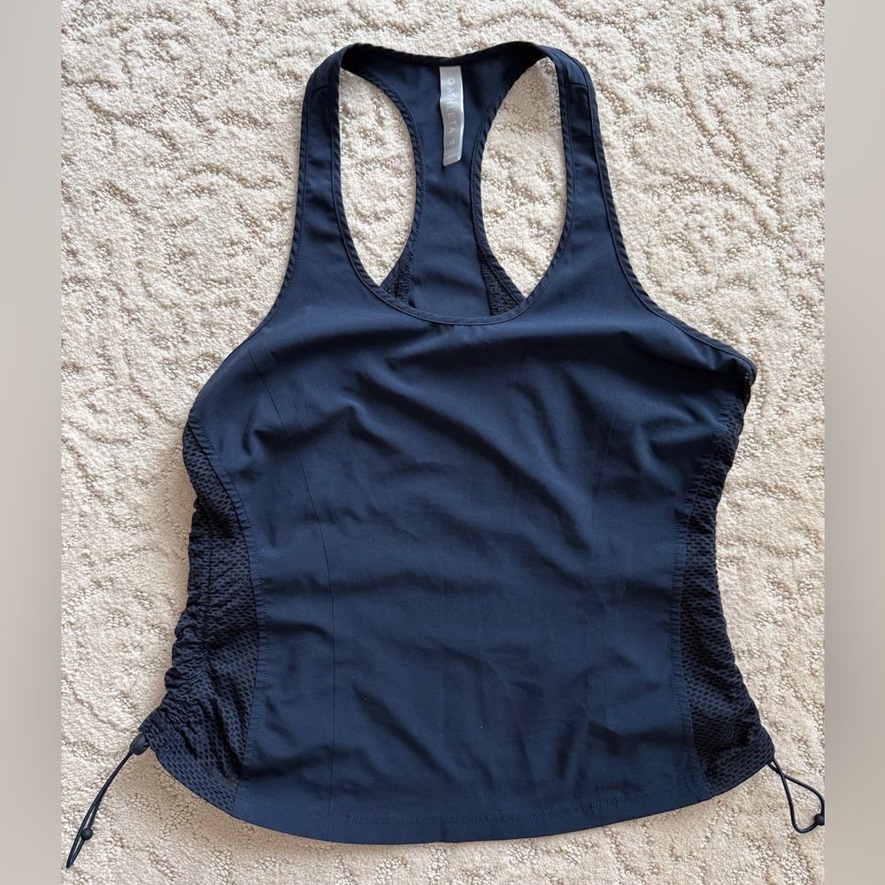 Athleta Dark Blue XS Racerback Top With Side Netting For Air Flow Comfortably.